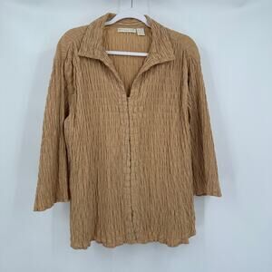 Andrew & Co Womens Smocked Top Size 1X Boho Lagenlook Peasant Artistic